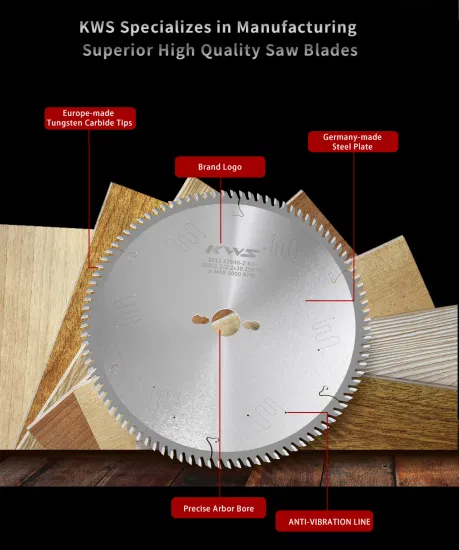 Lame de scie circulaire Kws Tct/PCD 300X96t pour bois/MDF/panneaux stratifiés de qualité Freud/Leitz.